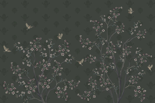 Elegant Avian Bloom Wall Mural