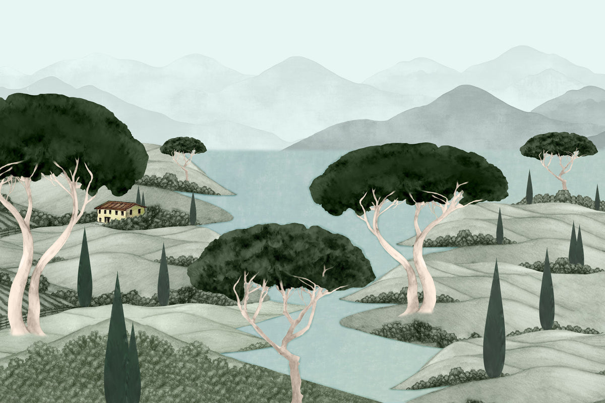 Tuscan Dreamscape Wall Mural in your room — zoomed