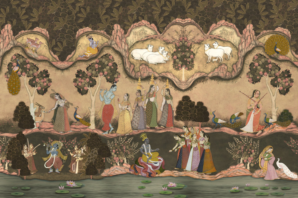 Timeless Indian Serenade Wall Mural in your room — zoomed