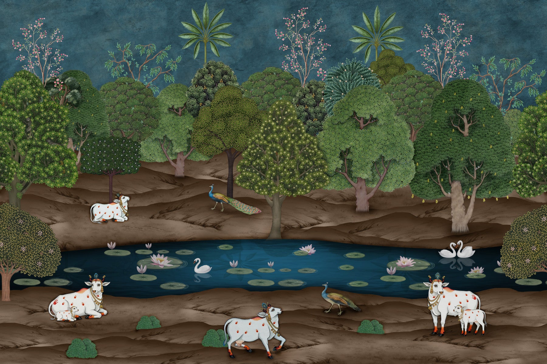 Pichwai Forest: Divine Grace Wall Mural