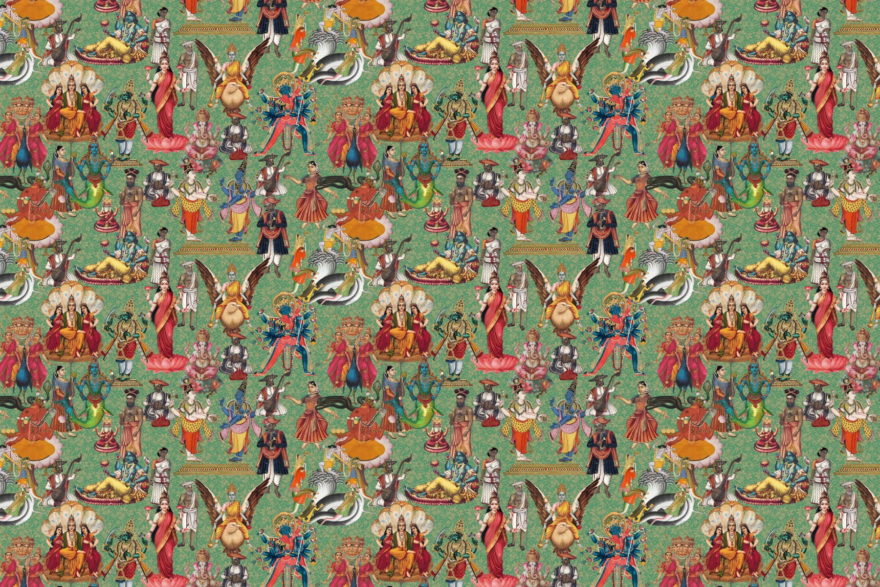 Divine Pantheon: A Tapestry of Hindu Deities Wall Mural