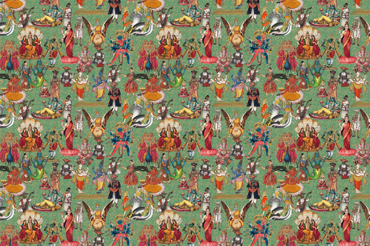 Divine Pantheon: A Tapestry of Hindu Deities Wall Mural in your room — zoomed