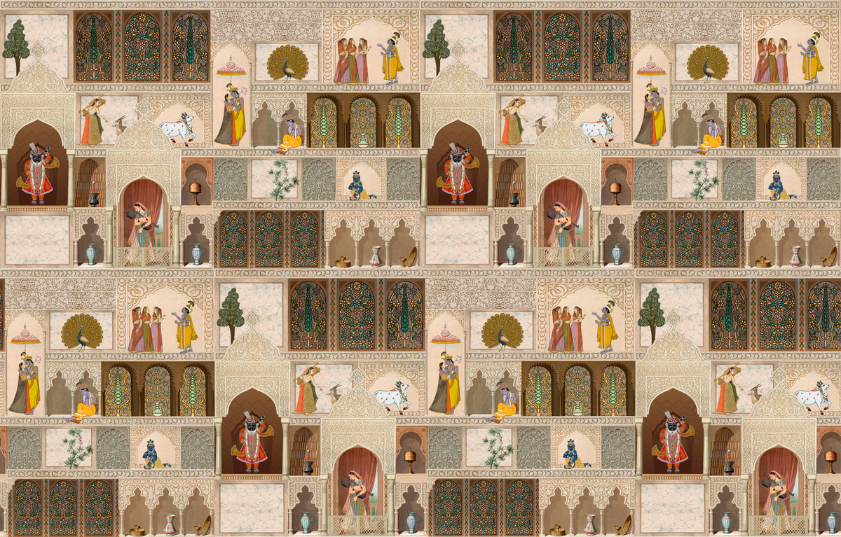 Indian Palace Narrative Wall Mural