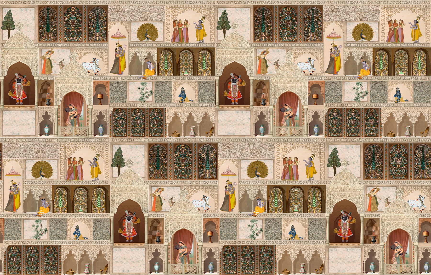 Indian Palace Narrative Wall Mural