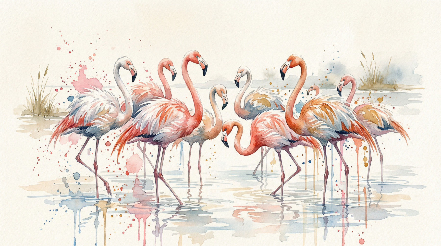 Flamingo Lagoon Dream Wall Mural