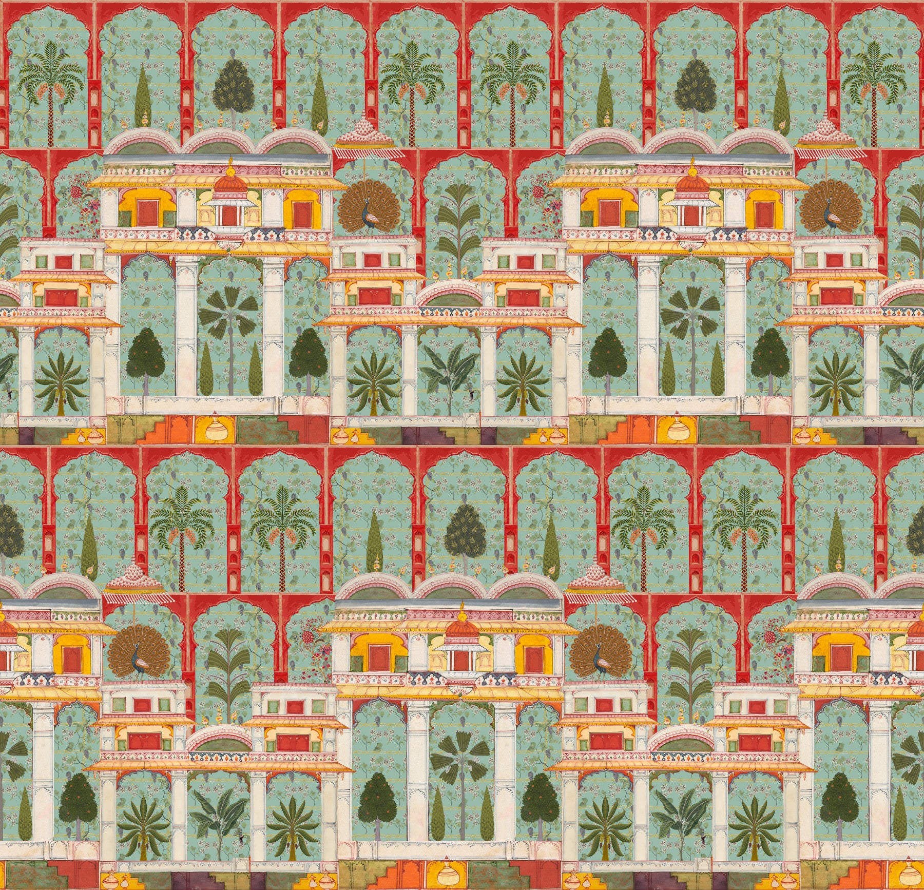 Regal Mughal Garden Wall Mural