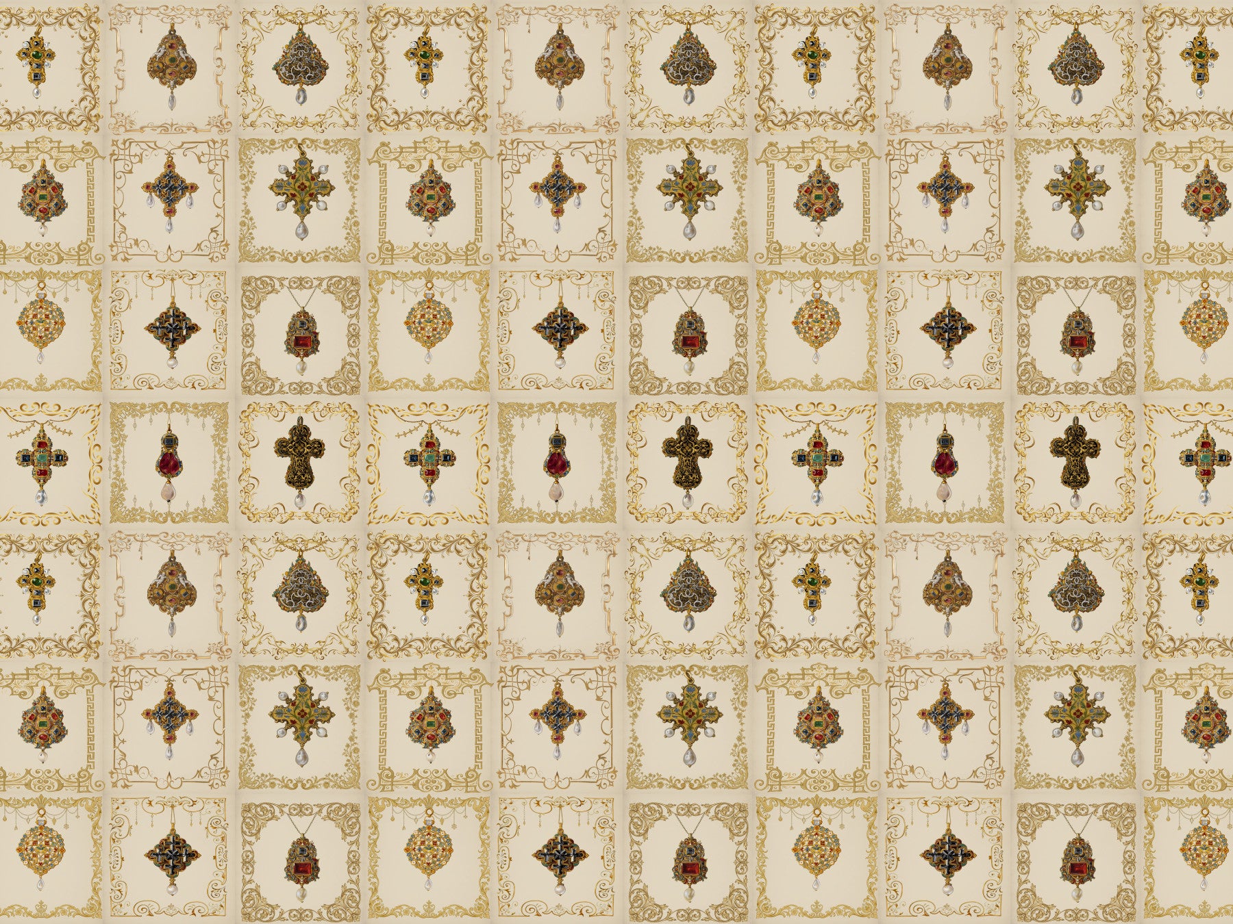 Gilded Relics Pattern Wall Mural