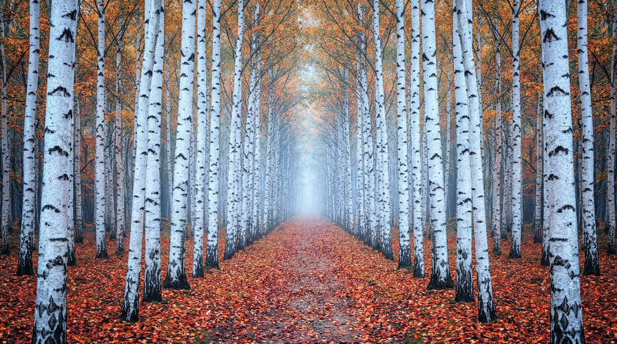 Ethereal Autumn Birches Wall Mural