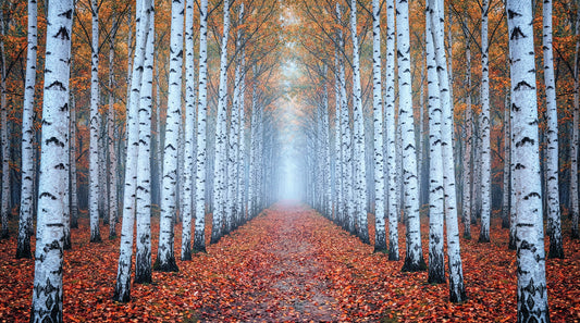 Ethereal Autumn Birches Wall Mural