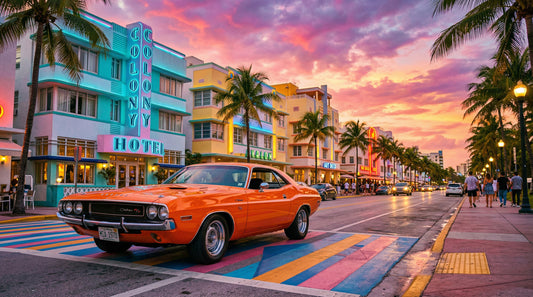 Ocean Drive Sunset Ride Wall Mural