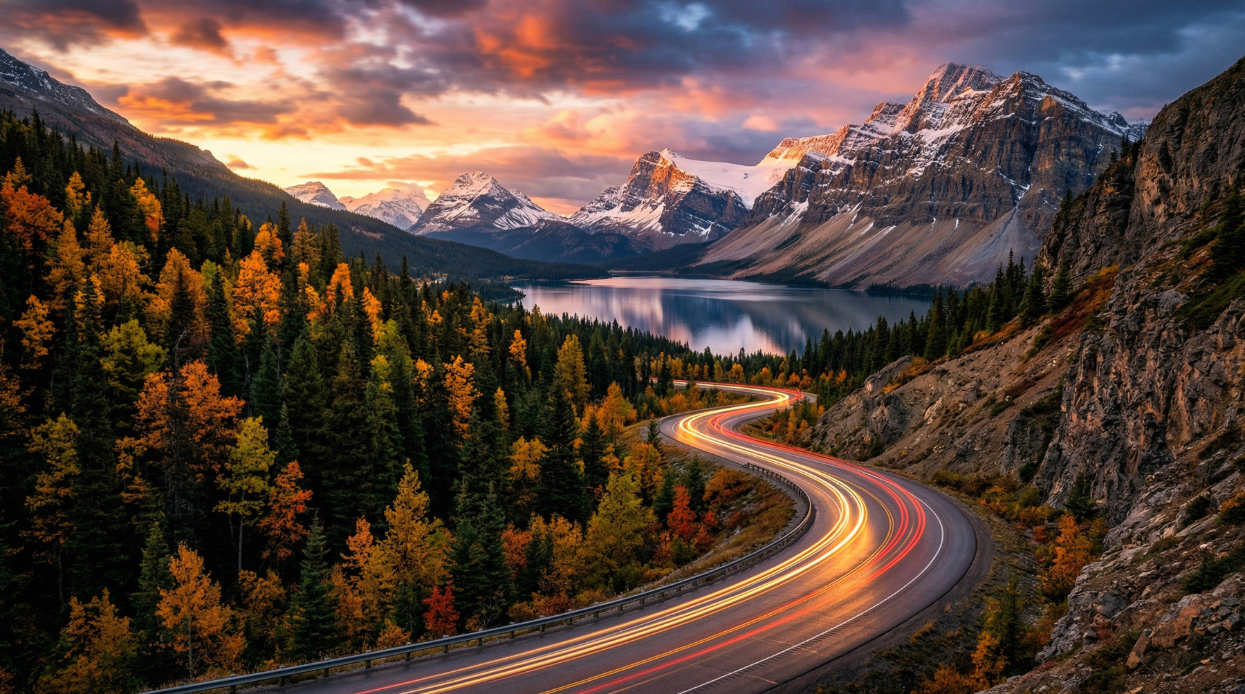 Alpine Sunset Drive Wall Mural