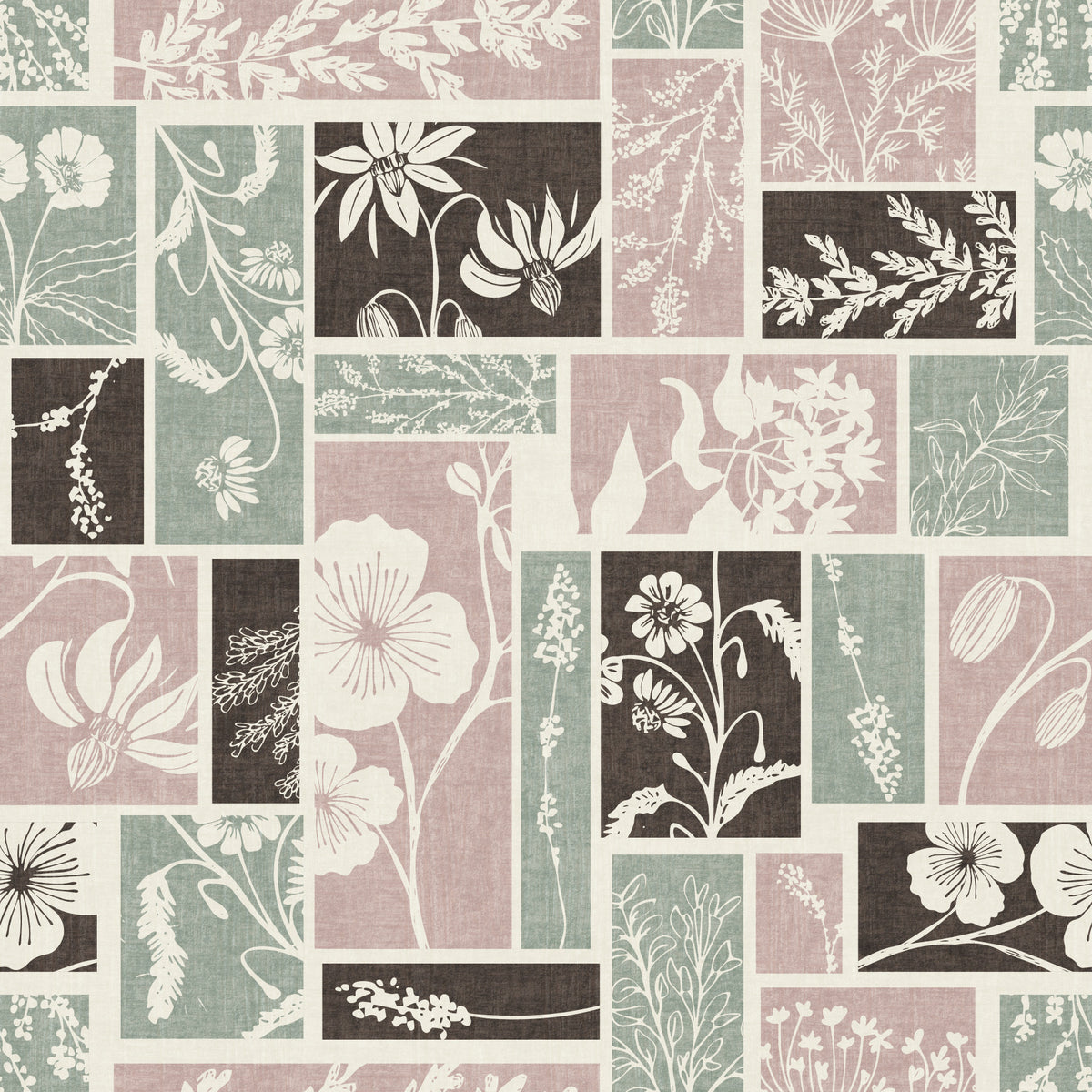 Heirloom Floral Patchwork Muted  Wallpaper⁠