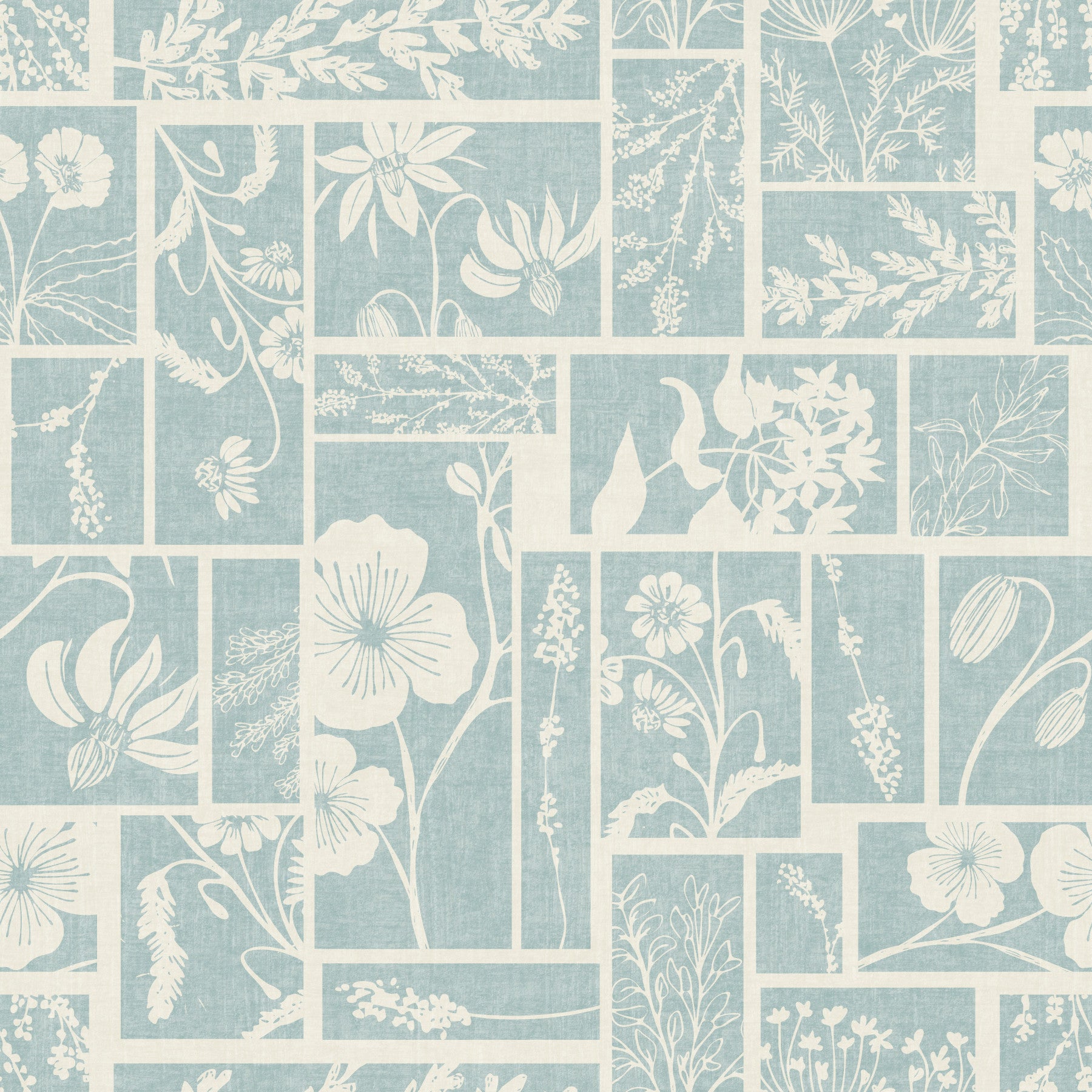 Serene Botanical Patchwork Wallpaper⁠