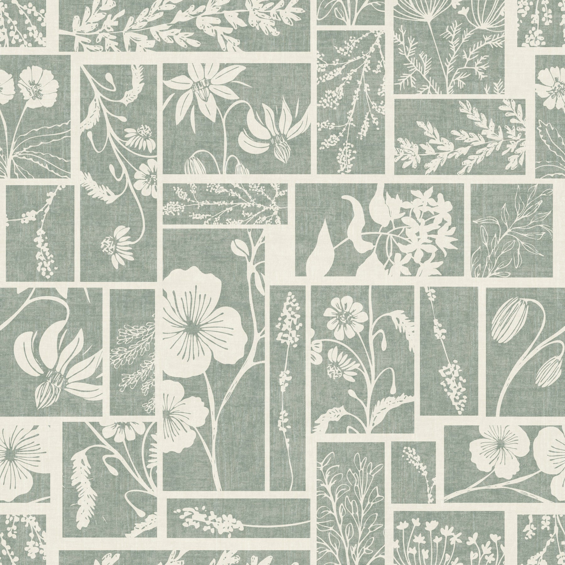 Sage Botanical Collage Wallpaper⁠