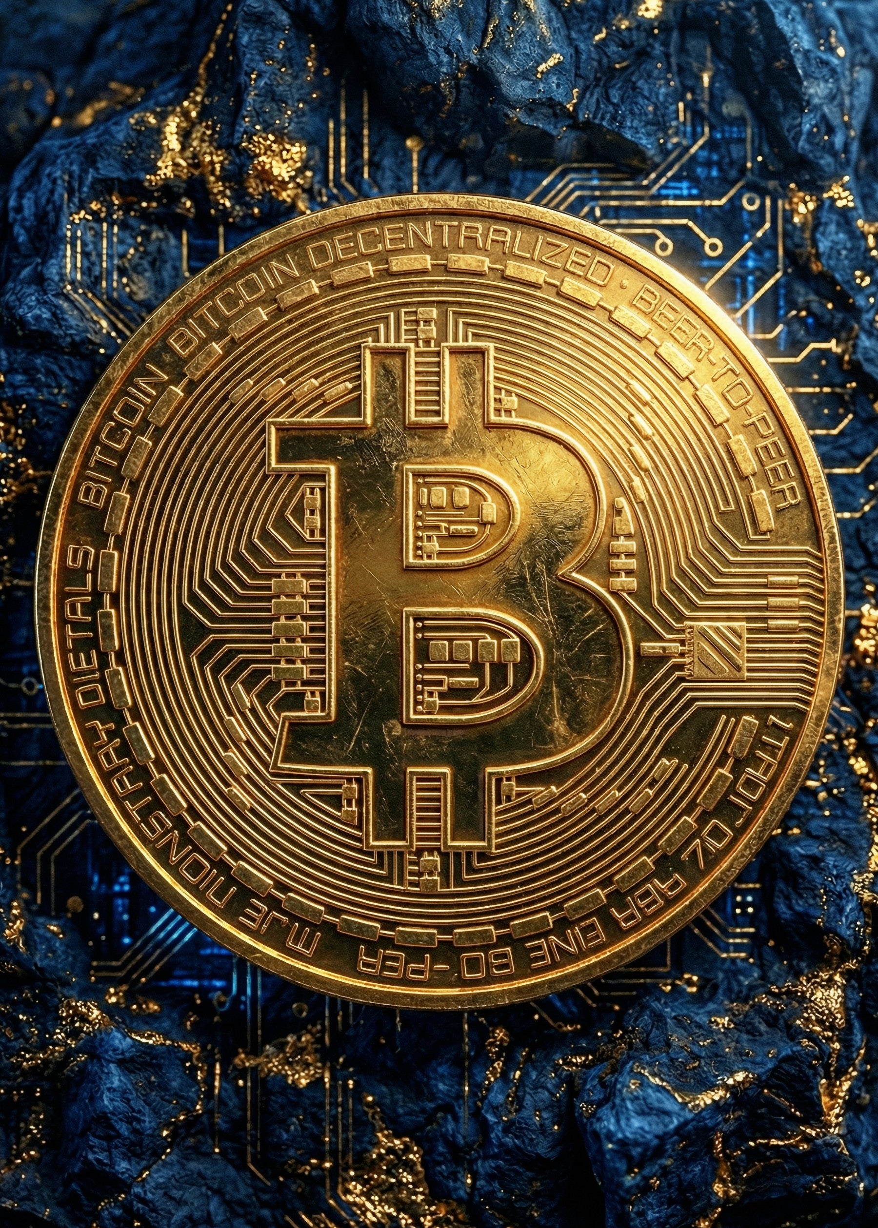 Golden Bitcoin Matrix Wall Mural