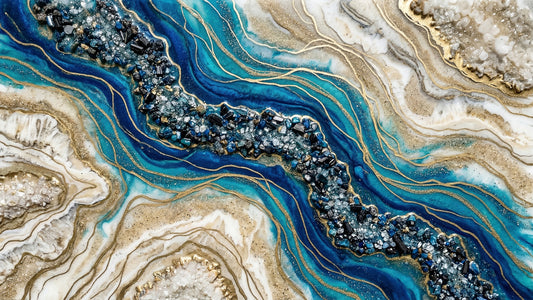 Aqua Gold Geode Flow Wall Mural