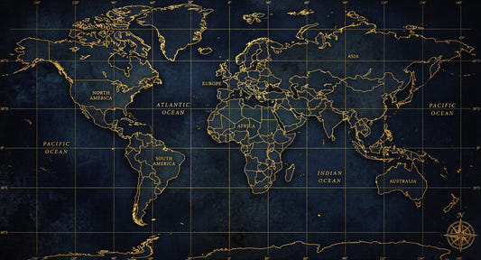 Golden Atlas: Deep Sea & Global Outline Wall Mural