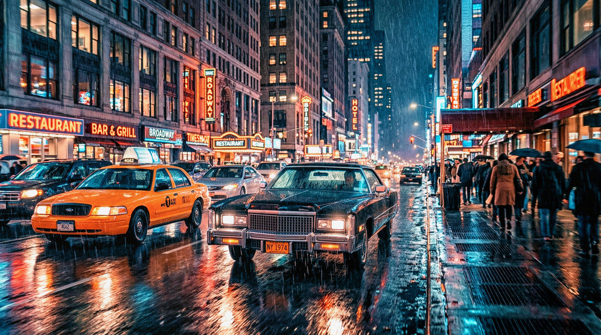 Neon Rain: NYC Streets Wall Mural
