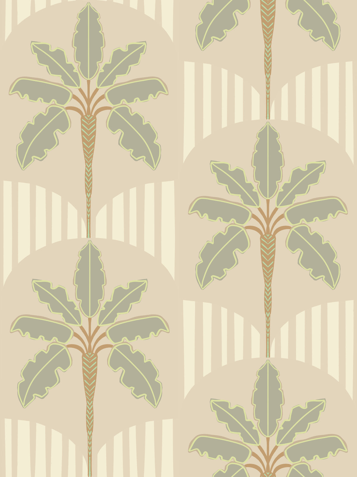 Muted Palms & Arches Wallpaper⁠