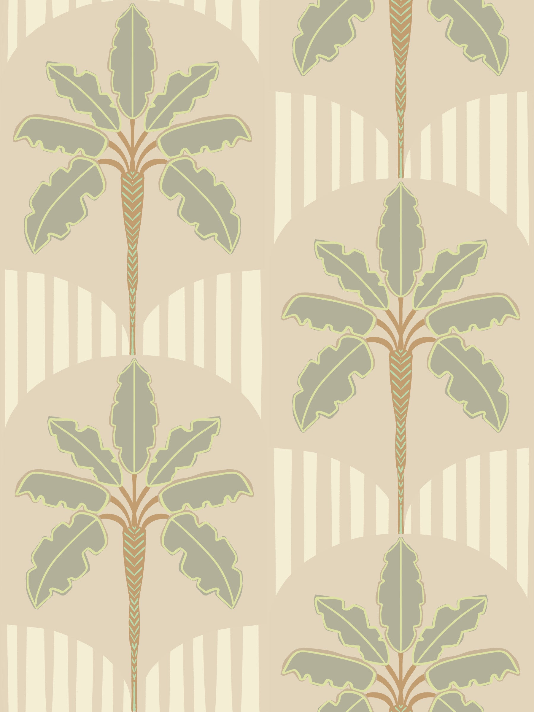 Muted Palms & Arches Wallpaper⁠