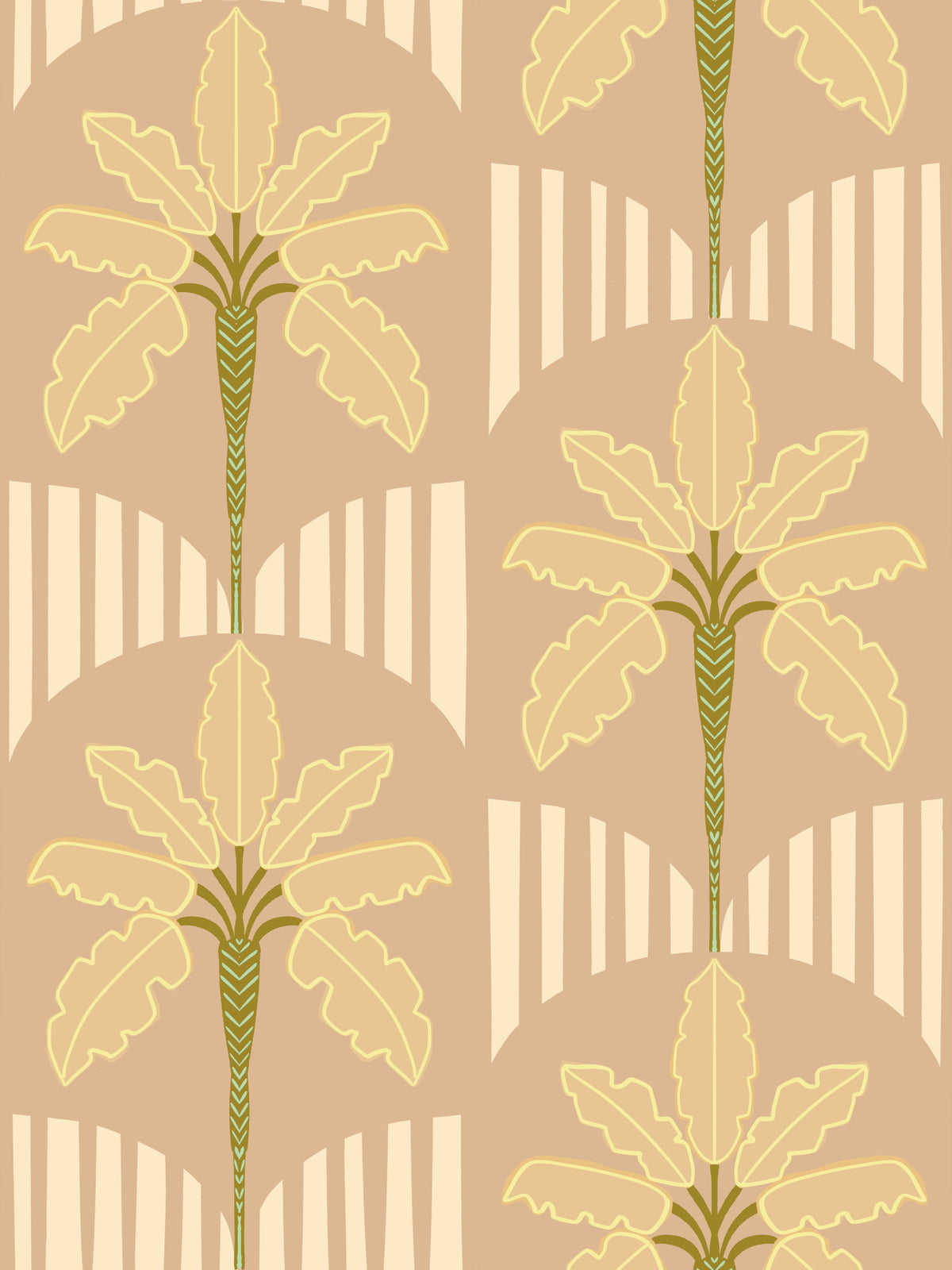Retro Oasis Palms Wallpaper⁠ in your room — zoomed