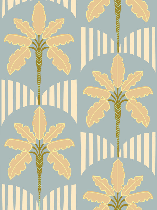 Retro Palm Oasis Pattern Wallpaper⁠