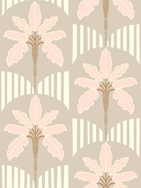 Blush Fronds & Stripes Wallpaper⁠