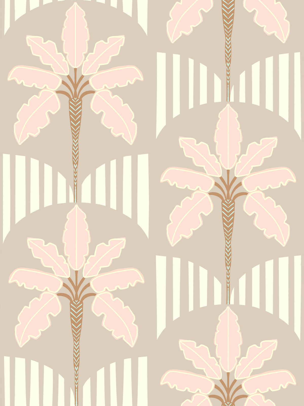 Blush Fronds & Stripes Wallpaper⁠