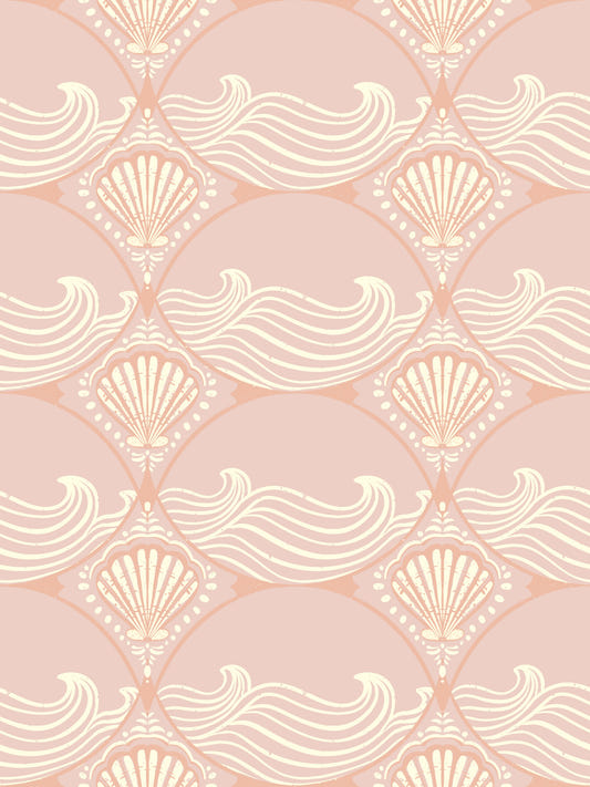 Blush Shell & Wave Pattern Wallpaper⁠