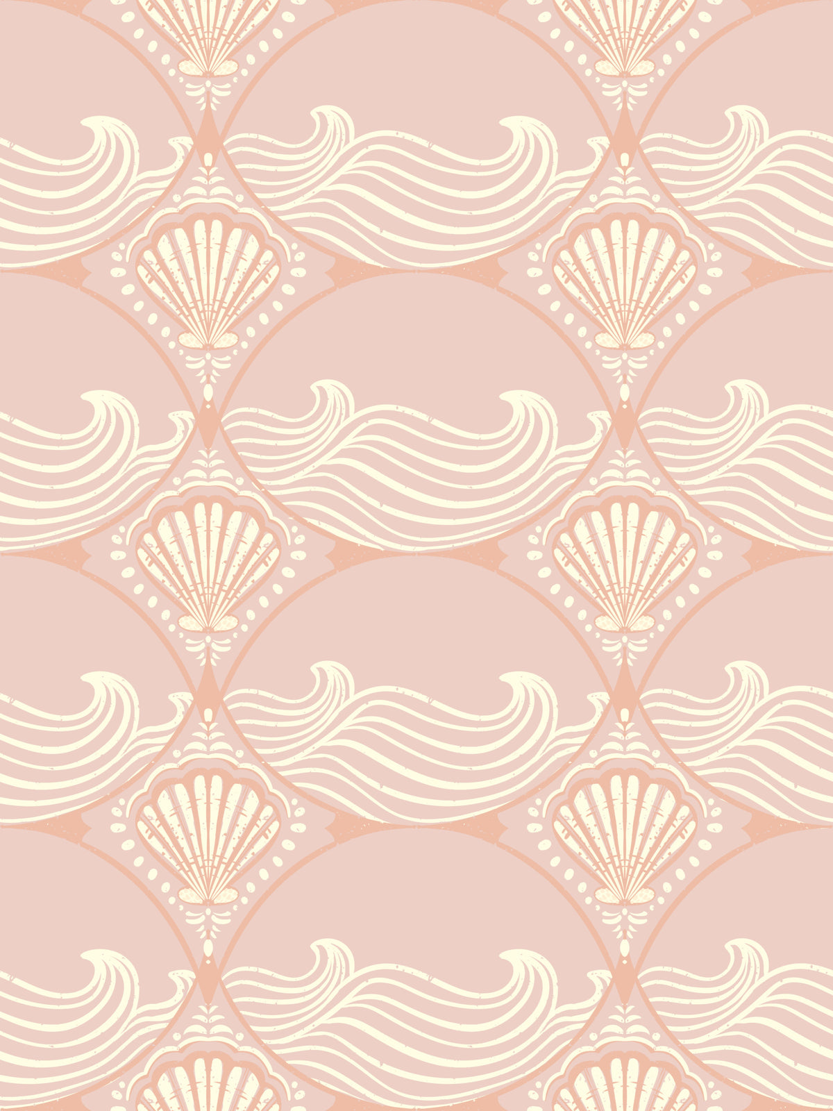 Blush Shell & Wave Pattern Wallpaper⁠