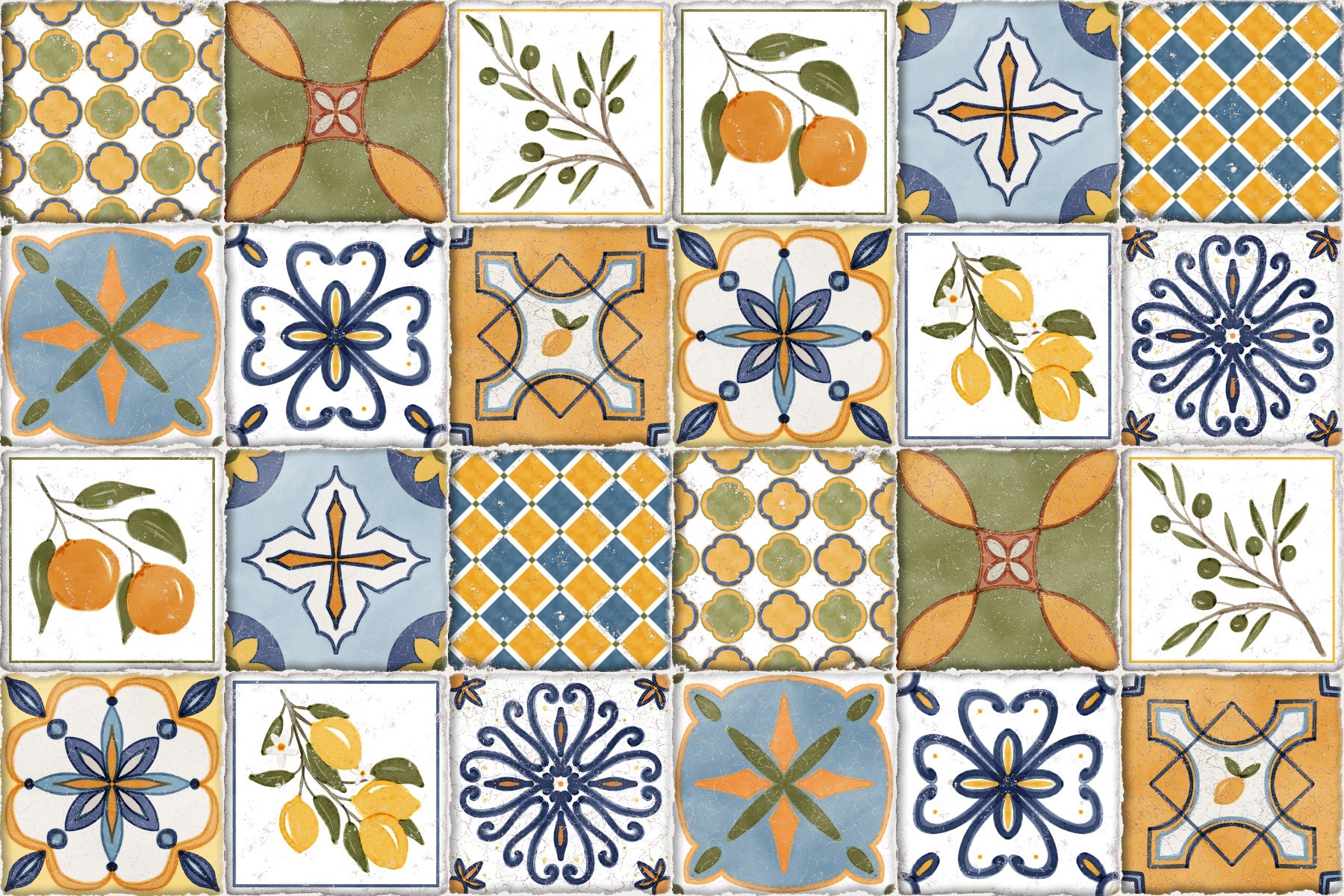 Mediterranean Majolica Tiles Wallpaper⁠