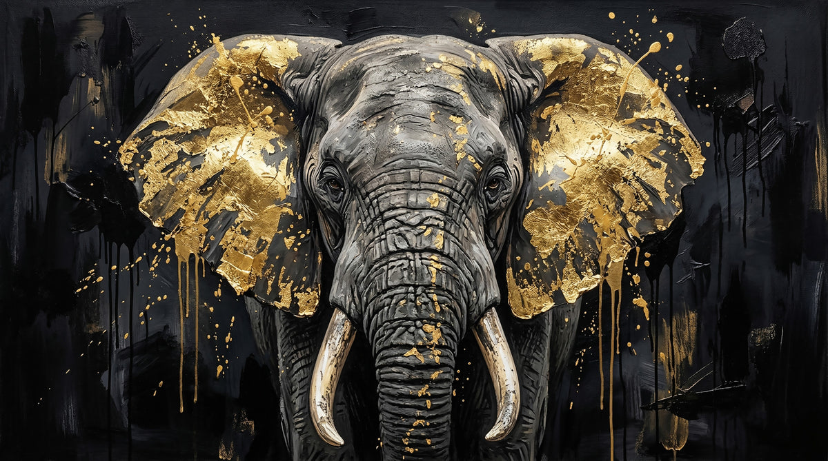 Golden Elephant Grandeur Wall Mural in your room — zoomed