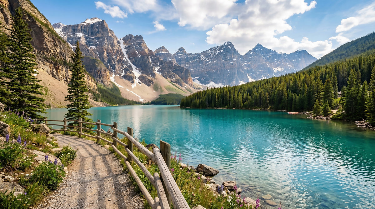 Turquoise Peaks & Pines Wall Mural in your room — zoomed