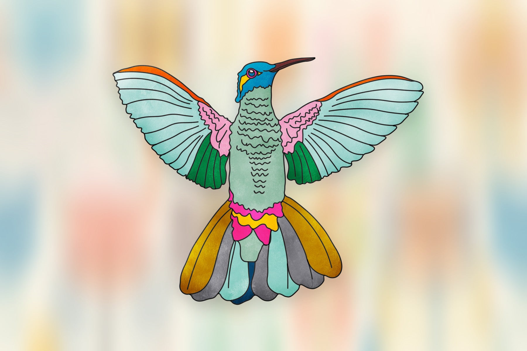 Rainbow hummingbird Wall Mural