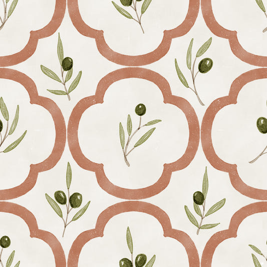 Mediterranean Olives Decor Wallpaper⁠