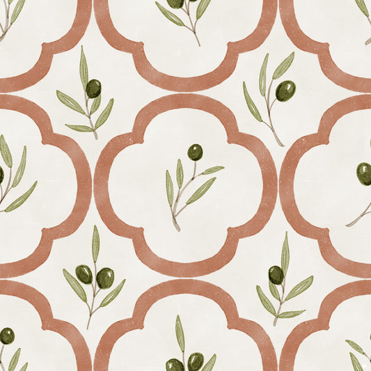 Mediterranean Olives Decor Wallpaper⁠