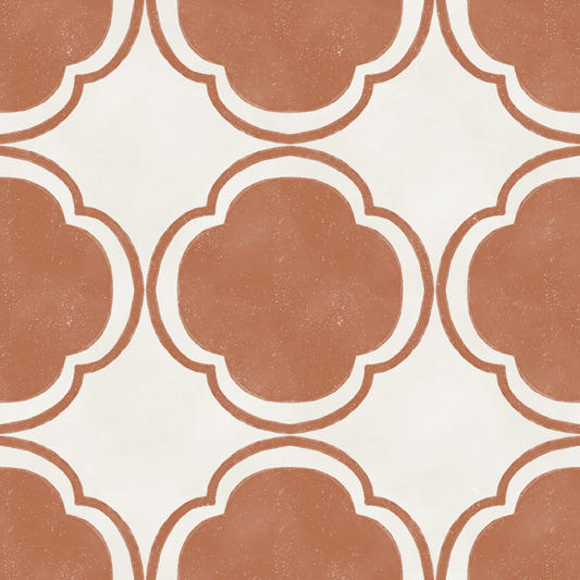 Mediterranean Quatrefoil Decor - Terracotta Wallpaper⁠