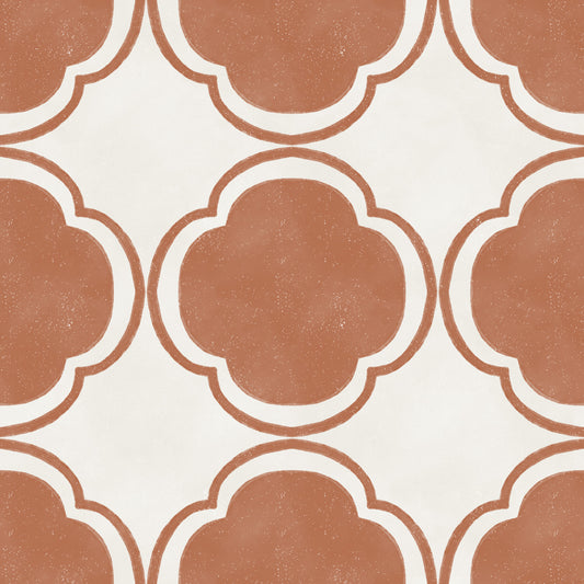 Mediterranean Quatrefoil Decor - Terracotta Wallpaper⁠