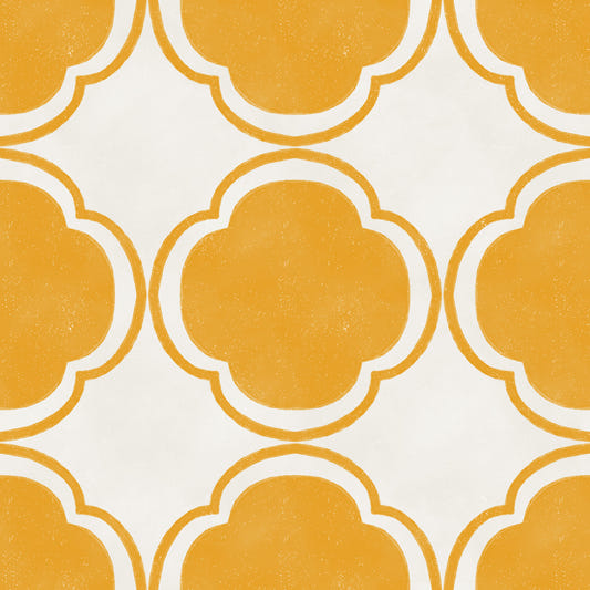 Mediterranean Quatrefoil Decor - Yellow Wallpaper⁠