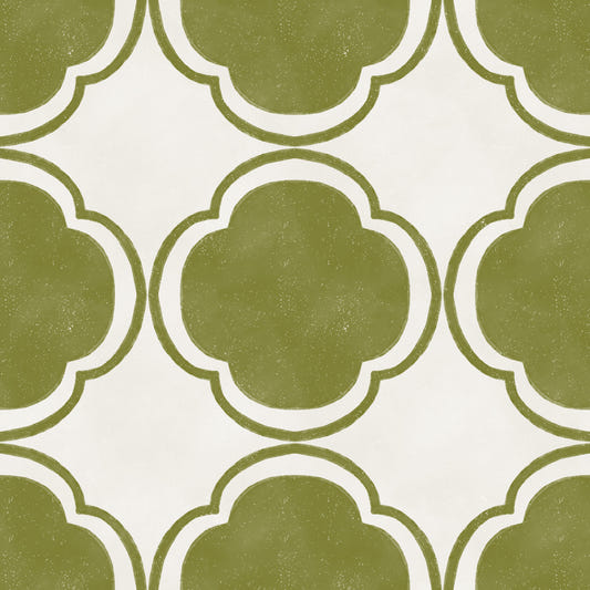 Mediterranean Quatrefoil Decor - Green Wallpaper⁠