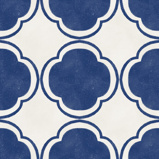 Mediterranean Quatrefoil Decor - Blue Wallpaper⁠