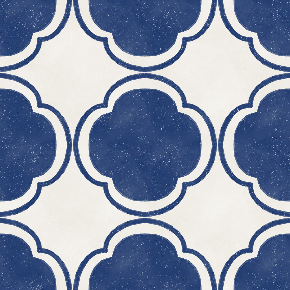 Mediterranean Quatrefoil Decor - Blue Wallpaper⁠