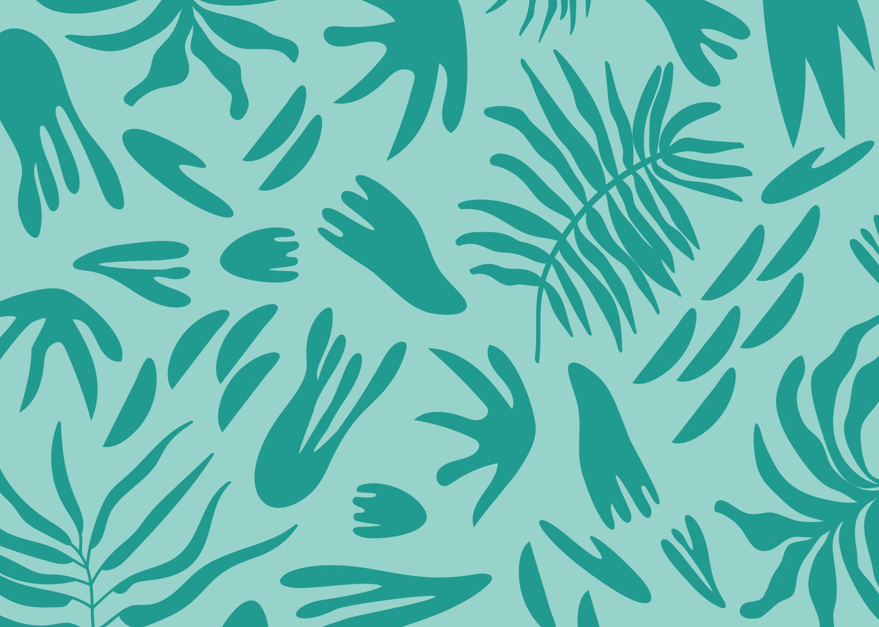 Aqua Botanical Flow Wall Mural