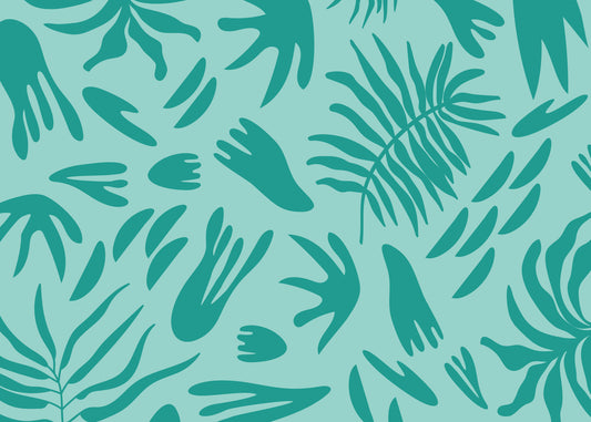 Aqua Botanical Flow Wall Mural
