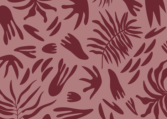Maroon Botanical Rhythm Wall Mural