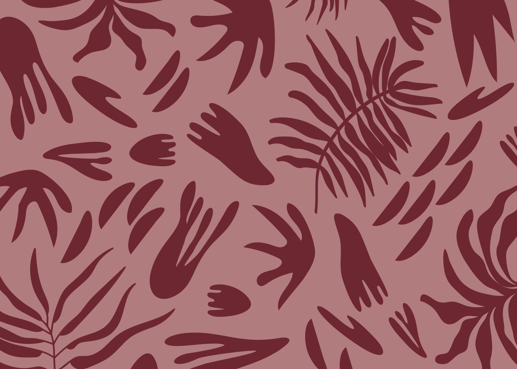Maroon Botanical Rhythm Wall Mural