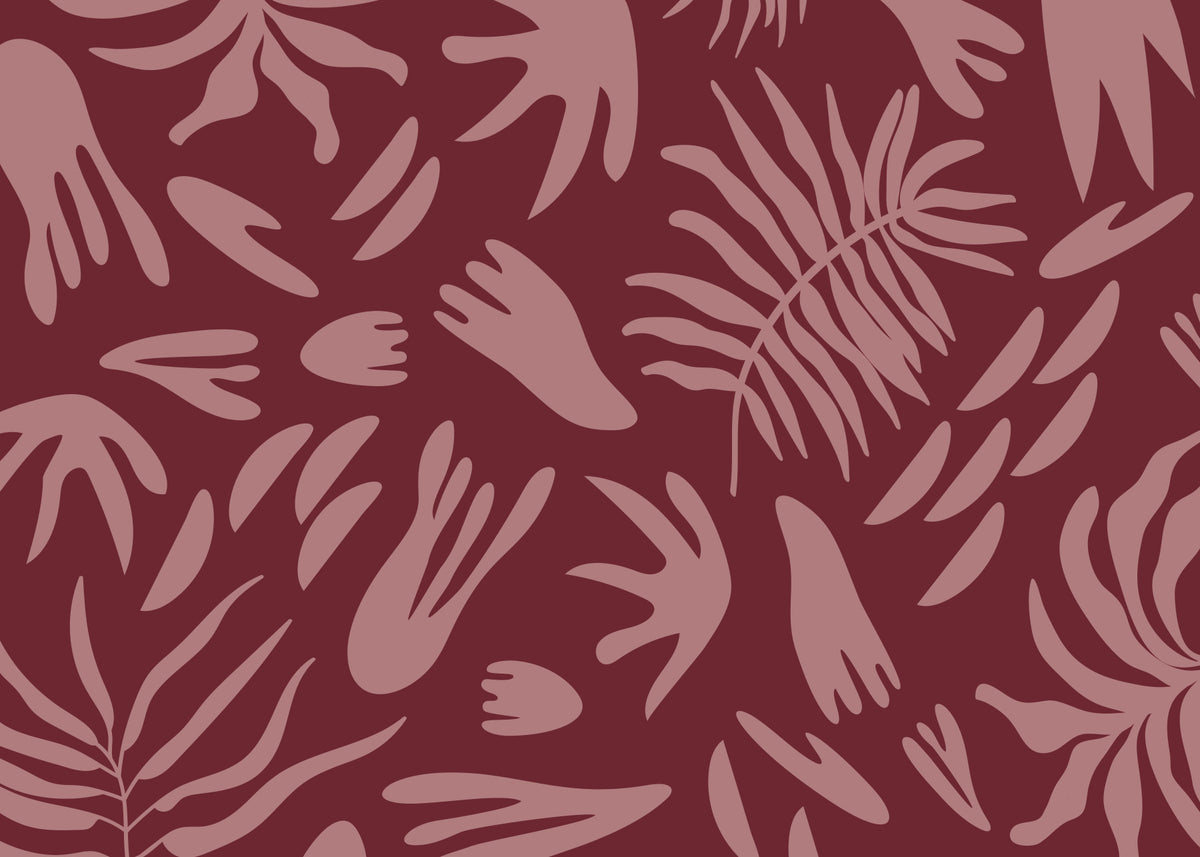 Maroon Bloom Abstract Wall Mural in your room — zoomed
