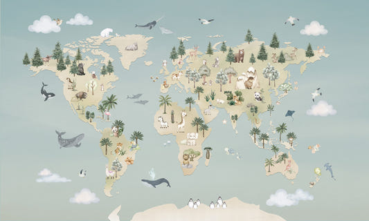 Animal Atlas Blue Wall Mural