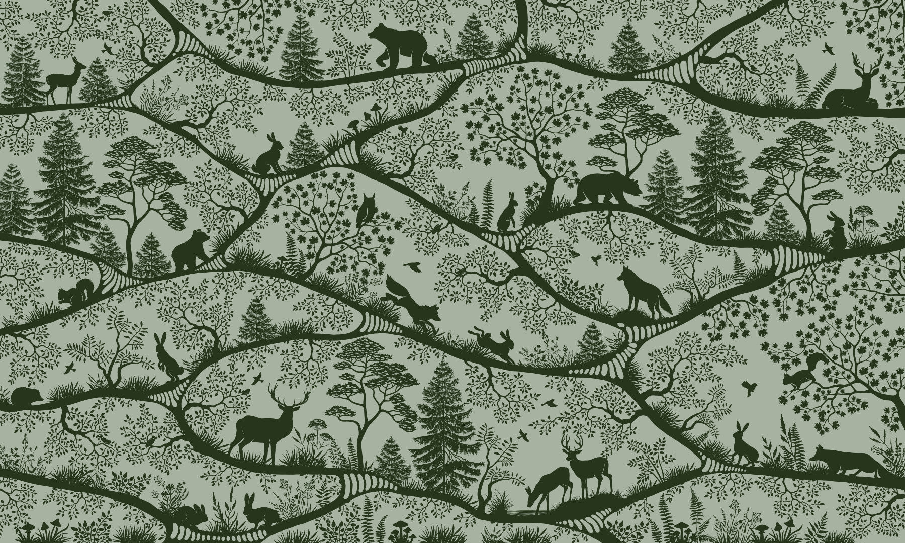 Nordic Nature Green Wall Mural