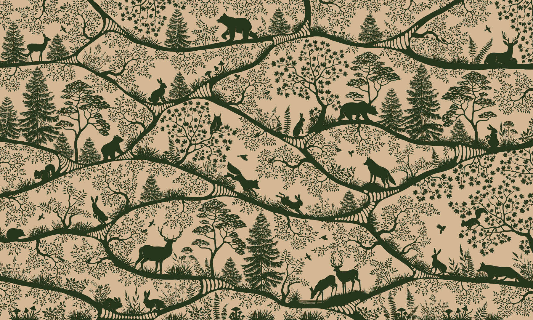 Nordic Nature Beige Green Wall Mural